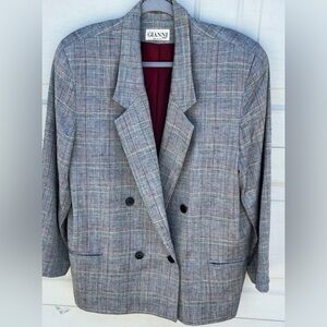 Women's VTG GIANNI sport plaid blazer double breast size 18